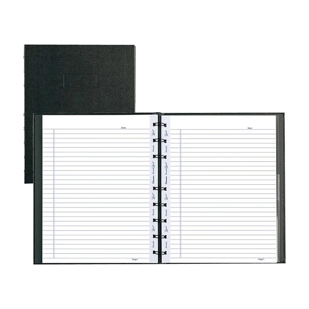 Notebooks|Blueline MiracleBind Professional Notebooks, 7.25" x 9.25", College Ruled, 75 Sheets, Black (AF9150.81)