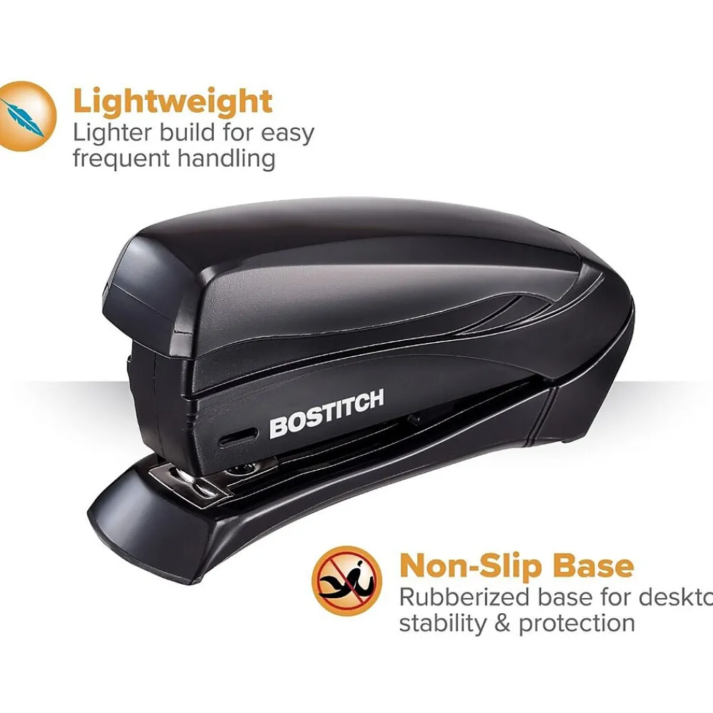 Staplers|Bostitch Inspire Handheld Stapler, 15-Sheet Capacity, Staples Included, Black (1491-BLK)