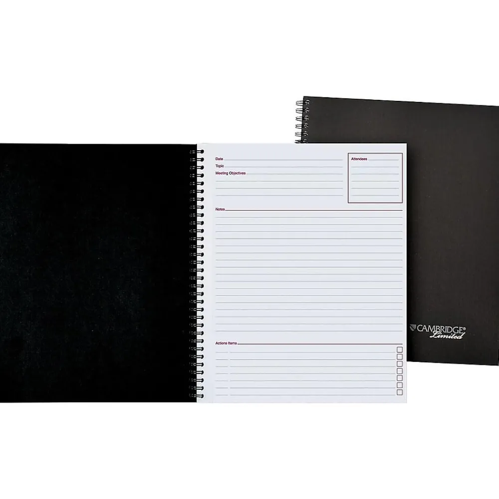 Notebooks|Cambridge 1-Subject Professional Notebooks, 8.88" x 11", Wide Ruled, 80 Sheets, Black (06132)