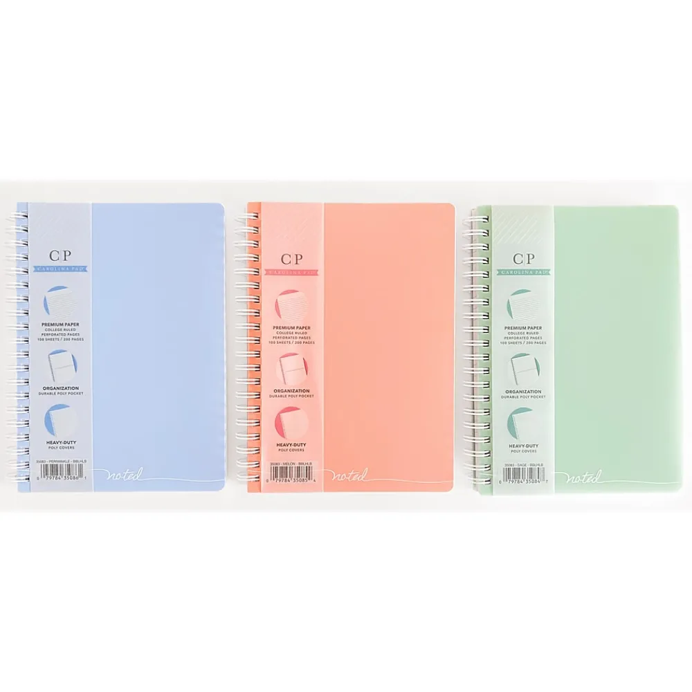 Notebooks|Carolina Pad Noted Executive Professional Notebook, 5.25" x 7", College-Ruled, 100 Sheets, Assorted Colors (35083)