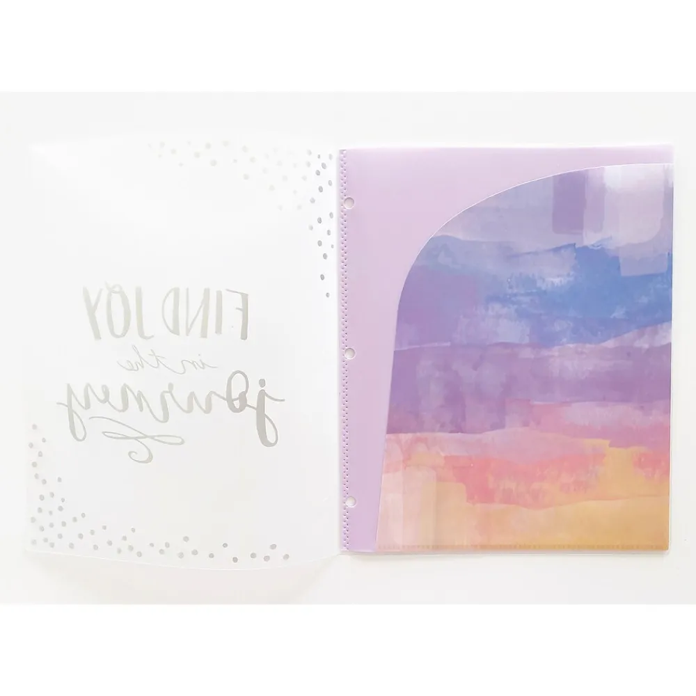 Pocket Folders|Carolina Pad Silver Lining Glossy 3-Hole Punched 6-Pocket Folder, Multicolor (93002)