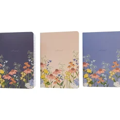 Notebooks|Carolina Pad Wildflower Purse Notebooks, 3.87" x 5.5", College-Ruled, 48 Sheets, Assorted Colors, 3/Pack (60079)