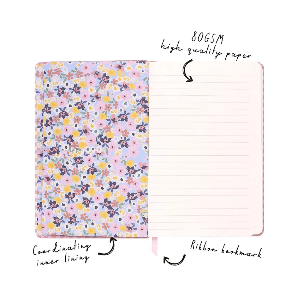 Journals|Carpe Diem Ballerina Pink Check Journal, 5.24" x 8.27", Wide-Ruled, Pink/White, 192 Pages (9371-CD)