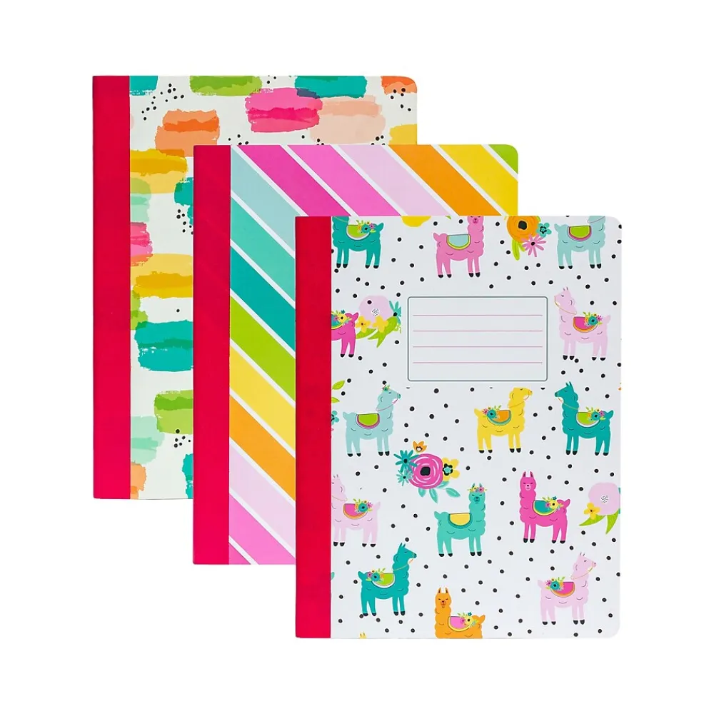Composition Notebooks|Carpe Diem Rainbow Color Wash Composition Notebooks, 7.5" x 9.45", College Ruled, 70 Sheets, Assorted Colors, 3/Pack (9095-CD)
