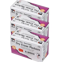 Markers|CLI Dry Erase Markers, Chisel Tip, Red, 12/Pack, 3 Packs (CHL47930-3)