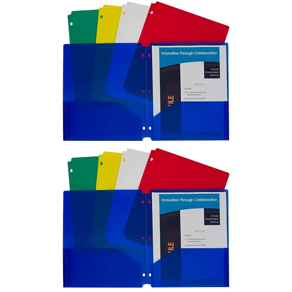Pocket Folders|C-Line ® Heavyweight, 3-Hole Punched, 2-Pocket Portfolio, Assorted Colors, 10 Per Pack, 2 Packs (CLI32930-2)