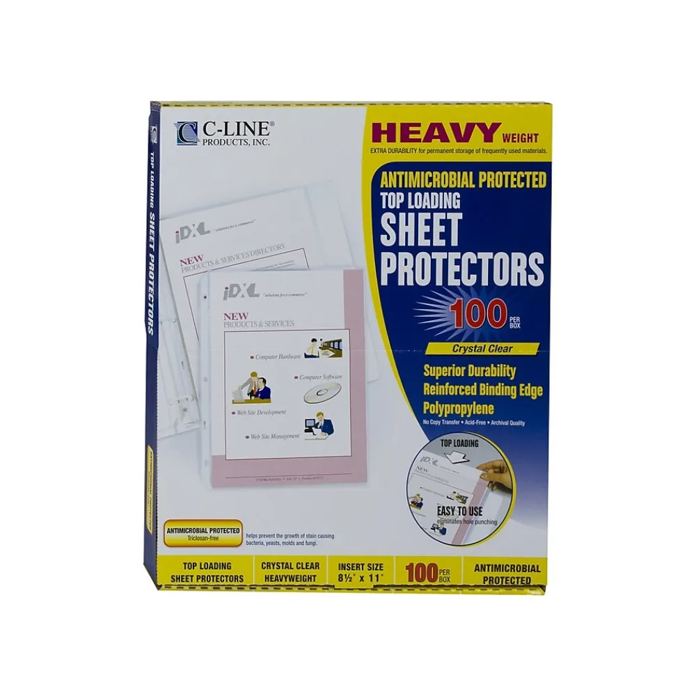 Sheet Protectors|C-Line Heavyweight Polypropylene/PP Sheet Protectors, Heavyweight, Clear, 100/Box (62033)