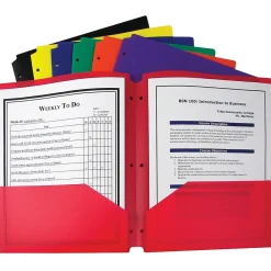 Pocket Folders|C-Line 3-Hole Punched Two Pocket Portfolio With Three-Hole Punch, Assorted, 36/Box (CLI33930)