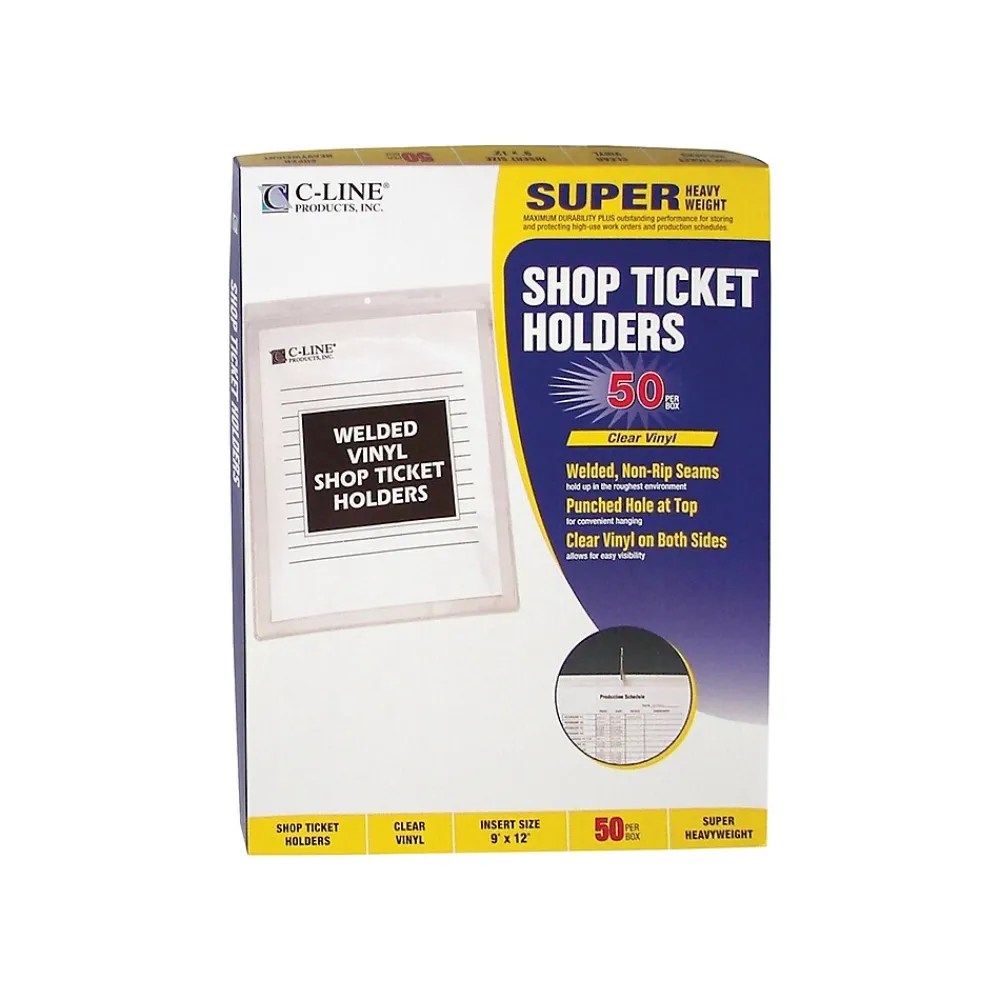 Sheet Protectors|C-Line Job Ticket Holders, 9" x 12", Clear, 50/Box (80912)
