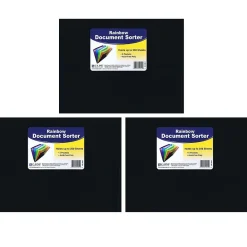 Pocket Folders|C-Line Letter Size Document Sorter, Black/Multi, Pack of 3 (CLI59011-3)