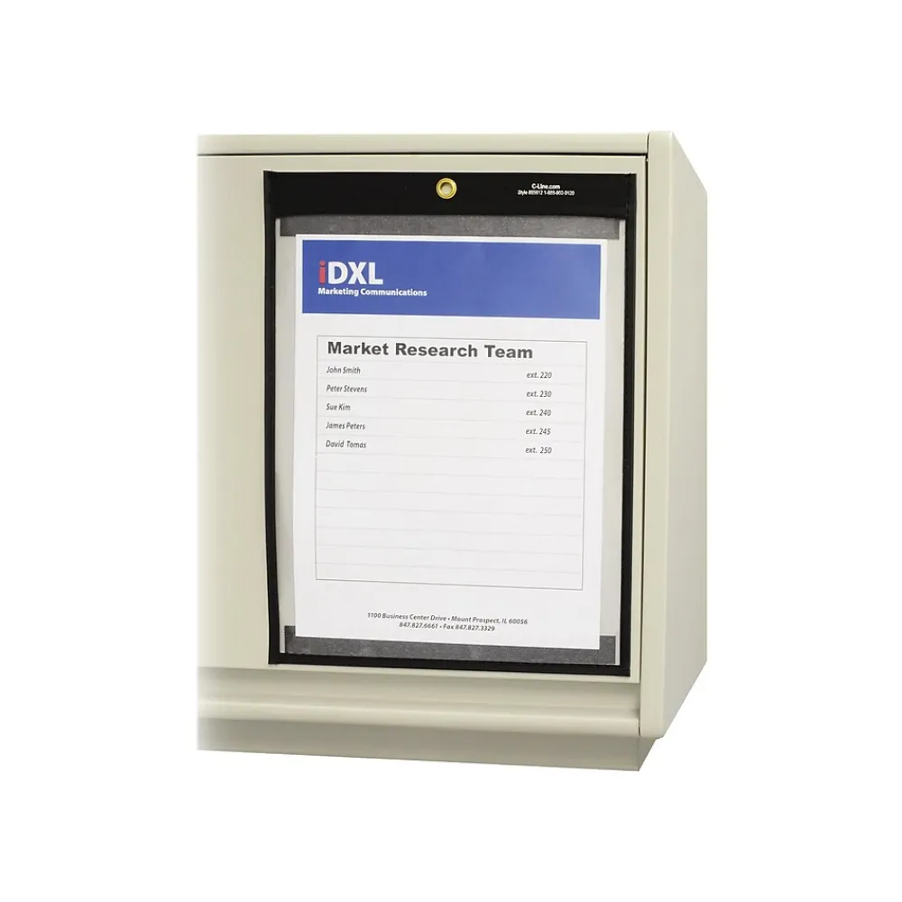 Sheet Protectors|C-Line Magnetic Stitched Job Ticket Holder, 9" x 12", Black/Clear, 25/Pack (CLI85912)