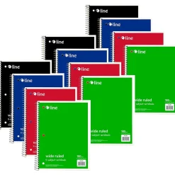 Subject Notebooks|C-Line 5-Subject Subject Notebooks, Wide Ruled, 180 Sheets, Assorted Colors, 3/Bundle (CLI22051-3)