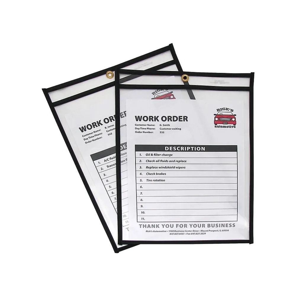 Sheet Protectors|C-Line Vinyl Job Ticket Holders, 9" x 12", Clear with Black Edges25/Box (46912)