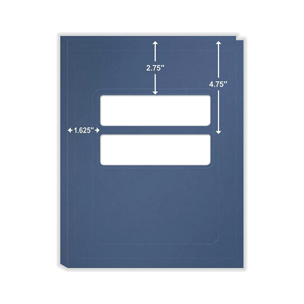 Pocket Folders|ComplyRight Double-Window Tax Presentation Folder, Midnight Blue, 50/Pack (FMB32)