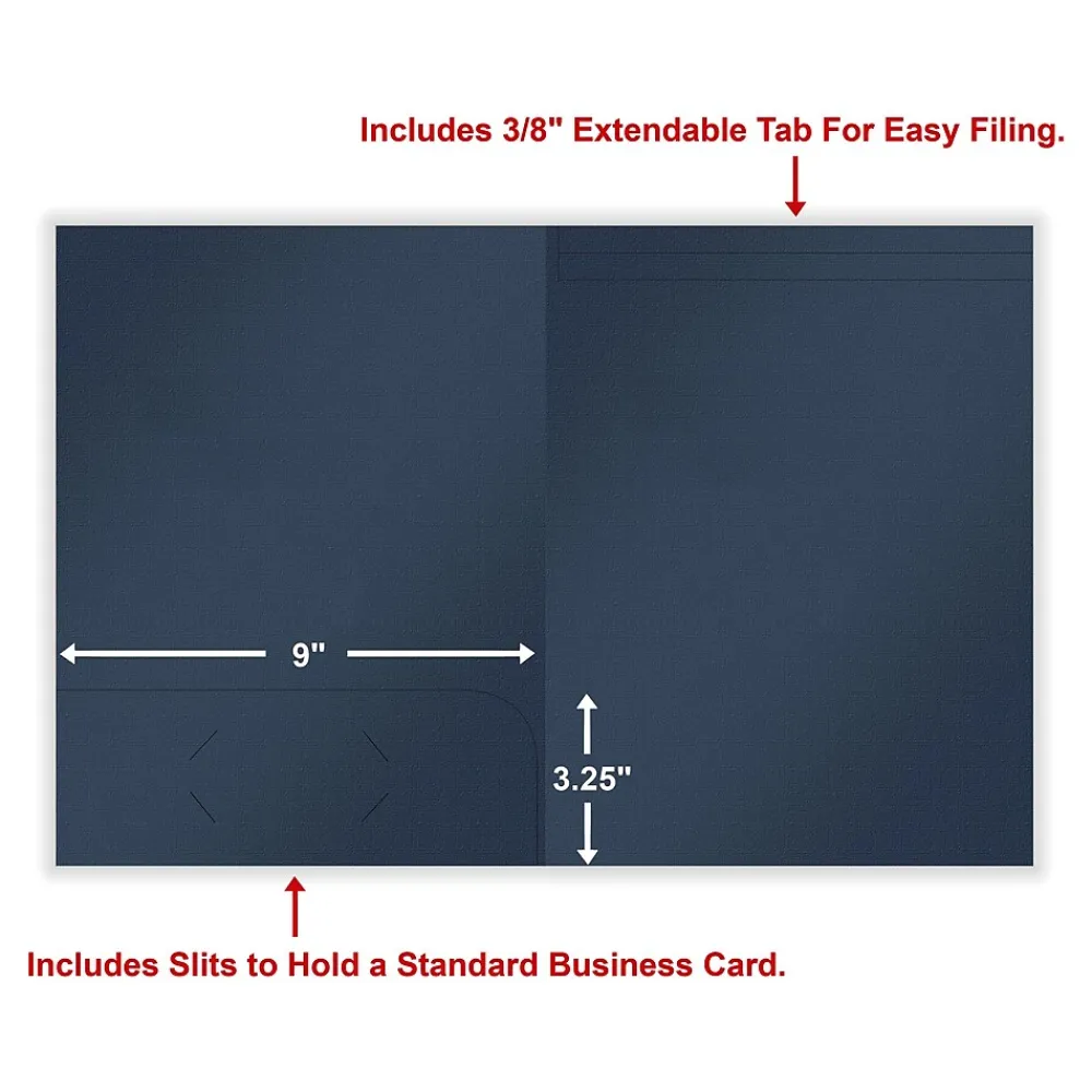 Pocket Folders|ComplyRight 1-Pocket Tax Presentation Folder, Navy Blue, 50/Pack (PNBF8)