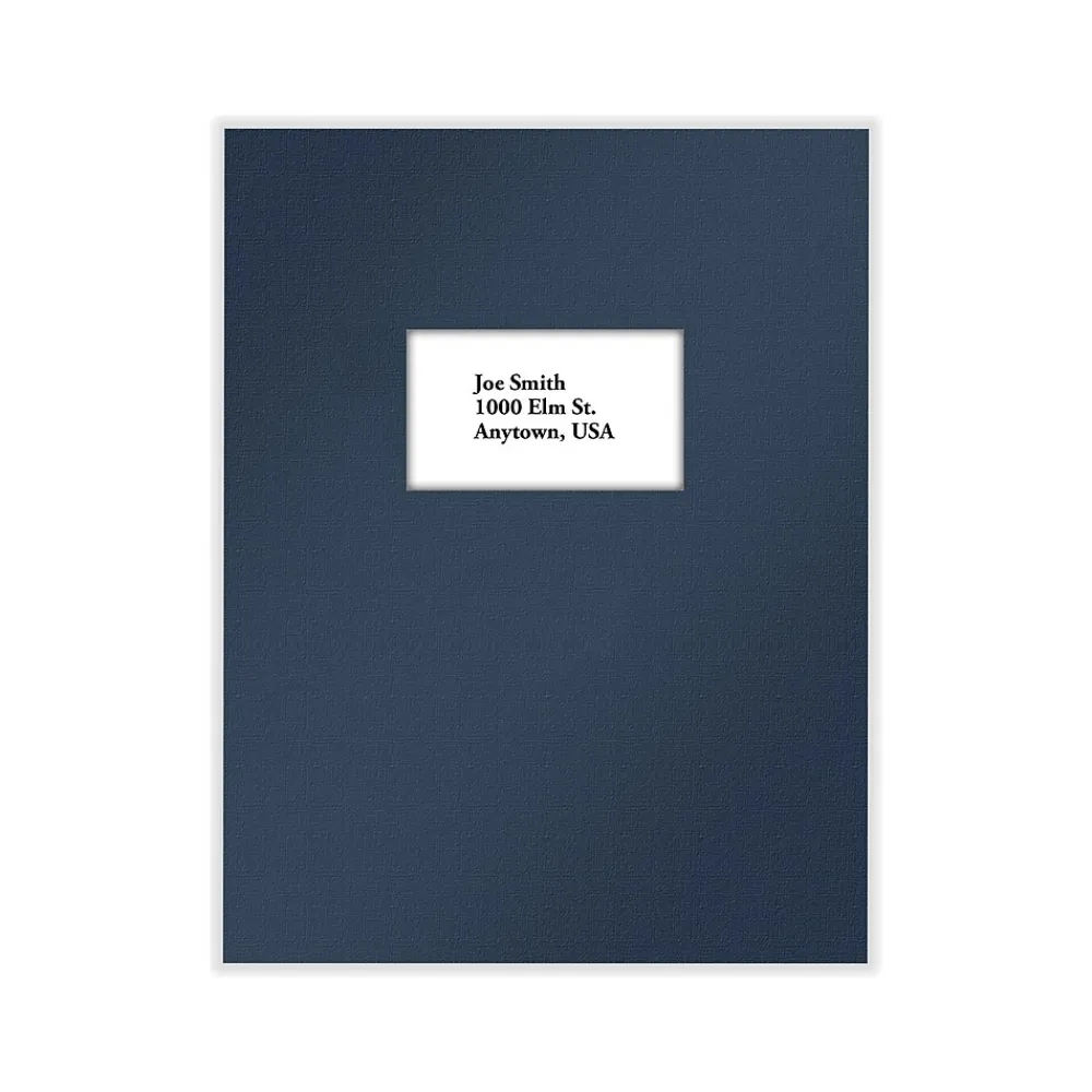 Pocket Folders|ComplyRight Single-Window Tax Presentation Folder, Navy Blue, 50/Pack (PNW22)