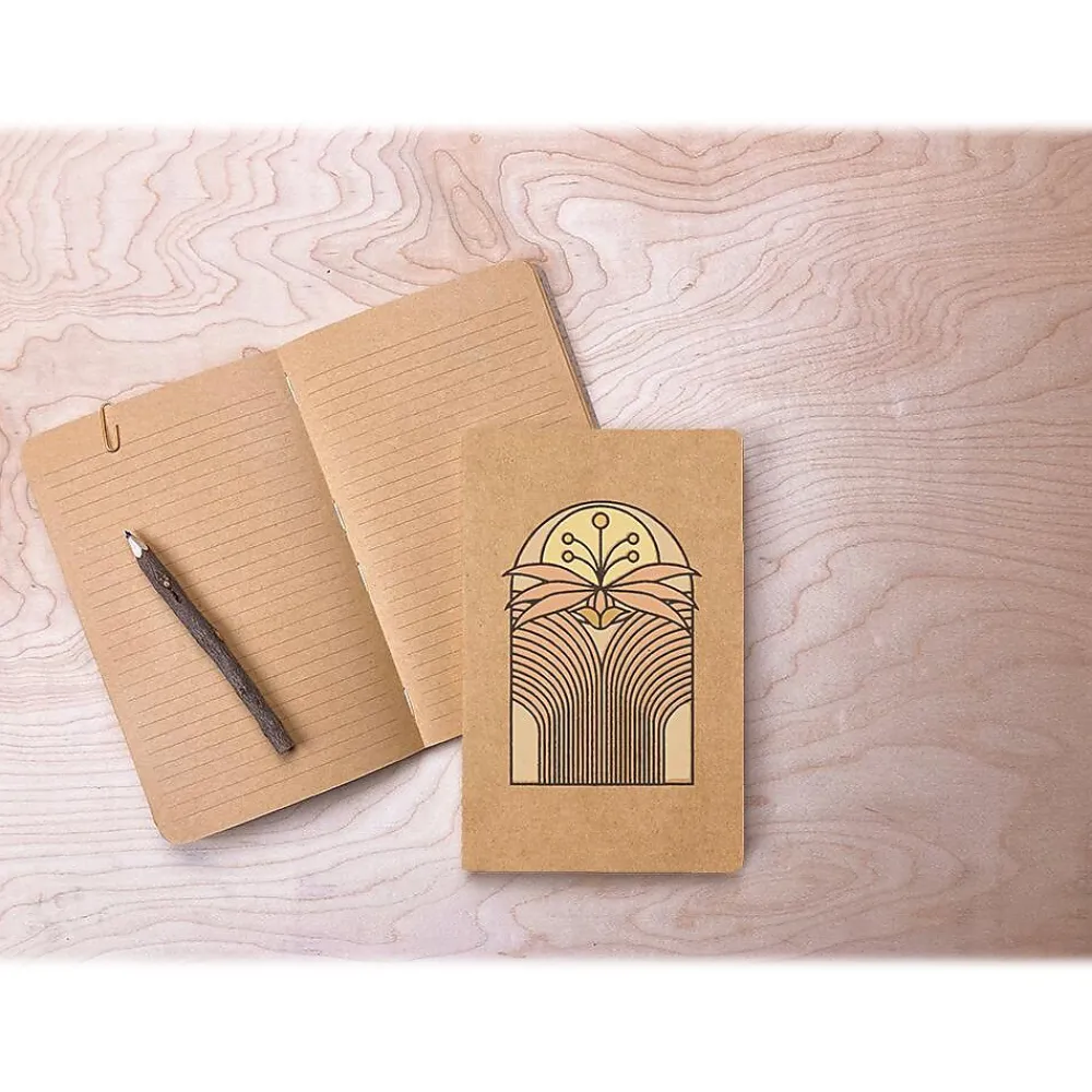 Notebooks|Denik Desert Bloom Lay-Flat Notebook, 5.25" x 8.25", Lined Ruled, 72 Sheets, Kraft (KLC1166KL)