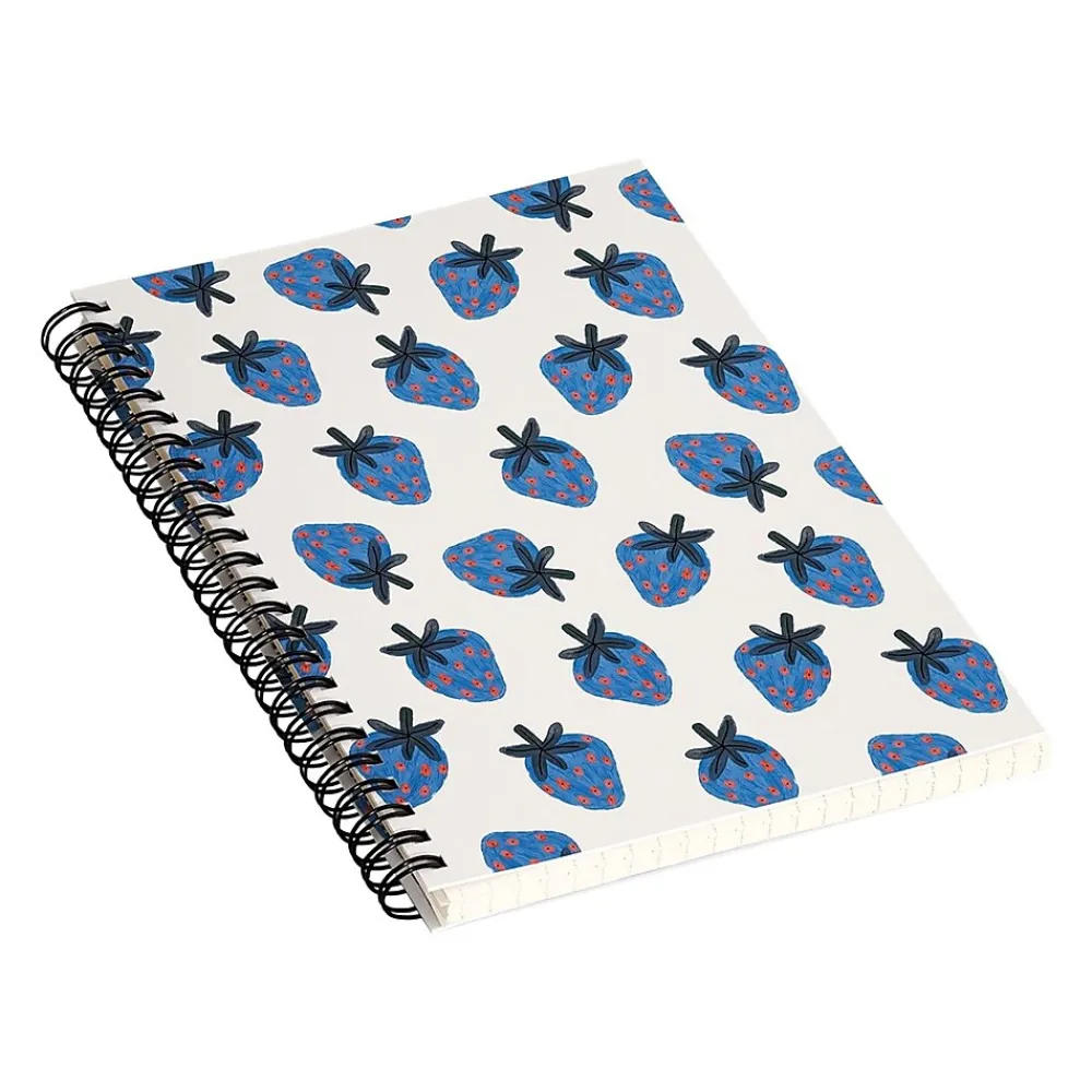 Notebooks|DENY Designs Blue Strawberries by Alisa Galitsyna Professional Notebooks, 5.5" x 8.25", Dotted, 40 Sheets, White (74753-NOBS01)