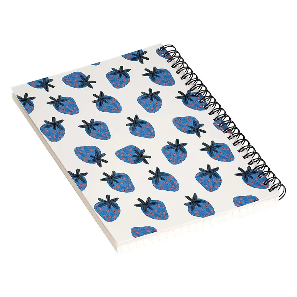 Notebooks|DENY Designs Blue Strawberries by Alisa Galitsyna Professional Notebooks, 5.5" x 8.25", Dotted, 40 Sheets, White (74753-NOBS01)