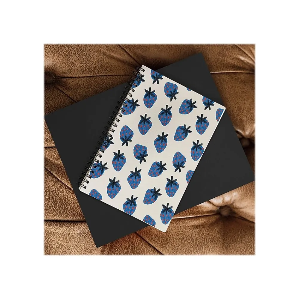 Notebooks|DENY Designs Blue Strawberries by Alisa Galitsyna Professional Notebooks, 5.5" x 8.25", Dotted, 40 Sheets, White (74753-NOBS01)