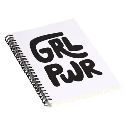 Notebooks|DENY Designs Grl Pwr Black and White by Phirst Professional Notebooks, 5.5" x 8.25", Dotted, 40 Sheets, White (71265-NOBS01)