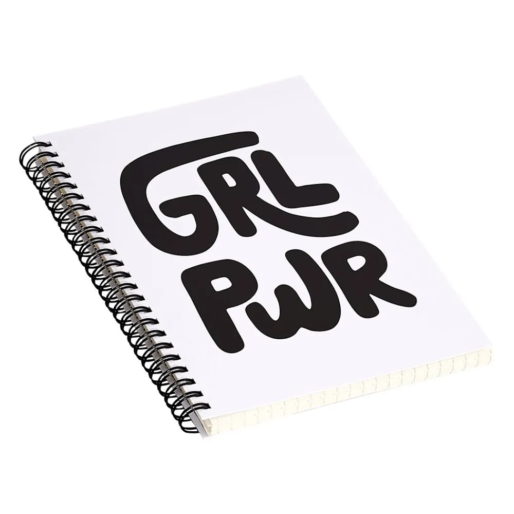 Notebooks|DENY Designs Grl Pwr Black and White by Phirst Professional Notebooks, 5.5" x 8.25", Dotted, 40 Sheets, White (71265-NOBS01)