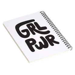Notebooks|DENY Designs Grl Pwr Black and White by Phirst Professional Notebooks, 5.5" x 8.25", Dotted, 40 Sheets, White (71265-NOBS01)