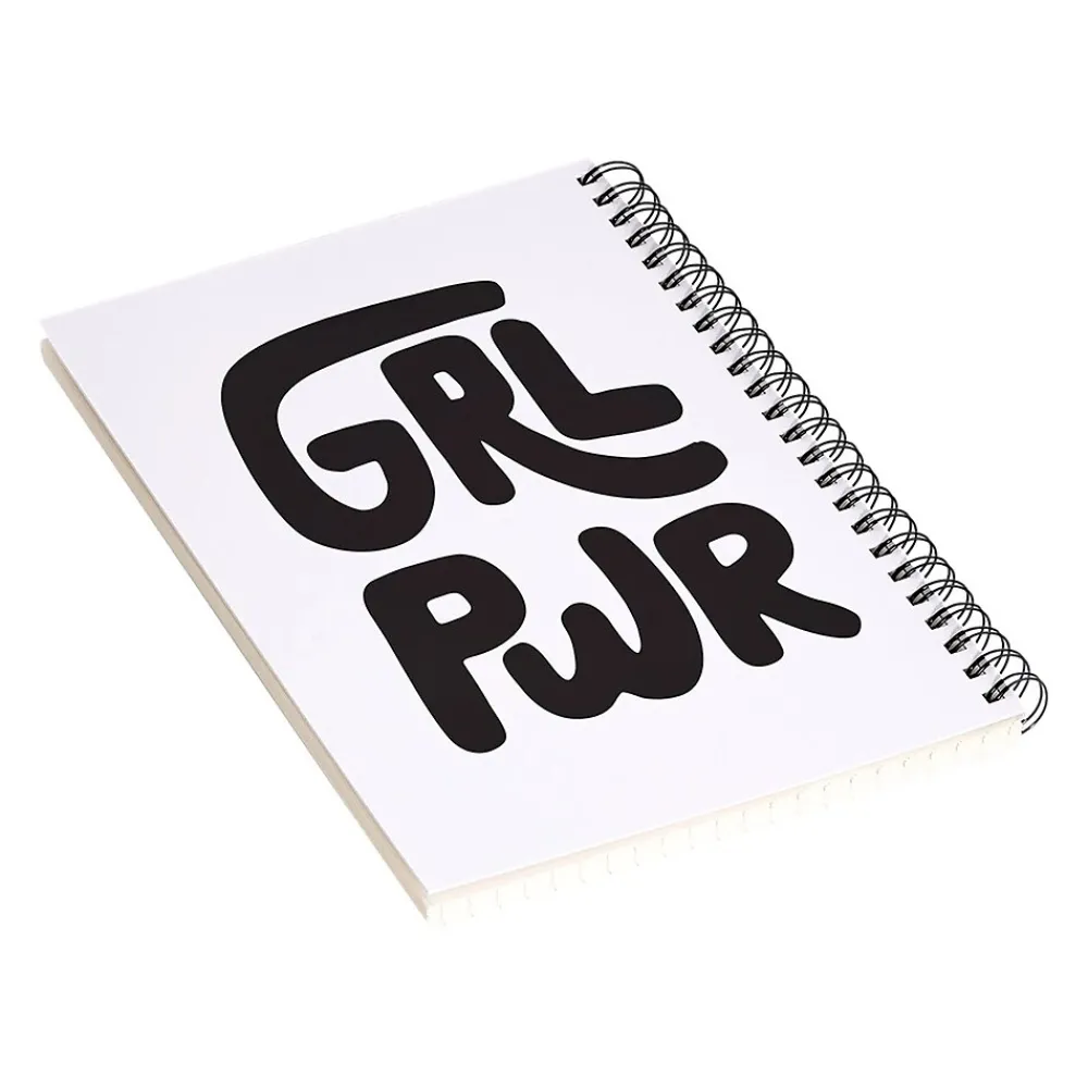 Notebooks|DENY Designs Grl Pwr Black and White by Phirst Professional Notebooks, 5.5" x 8.25", Dotted, 40 Sheets, White (71265-NOBS01)