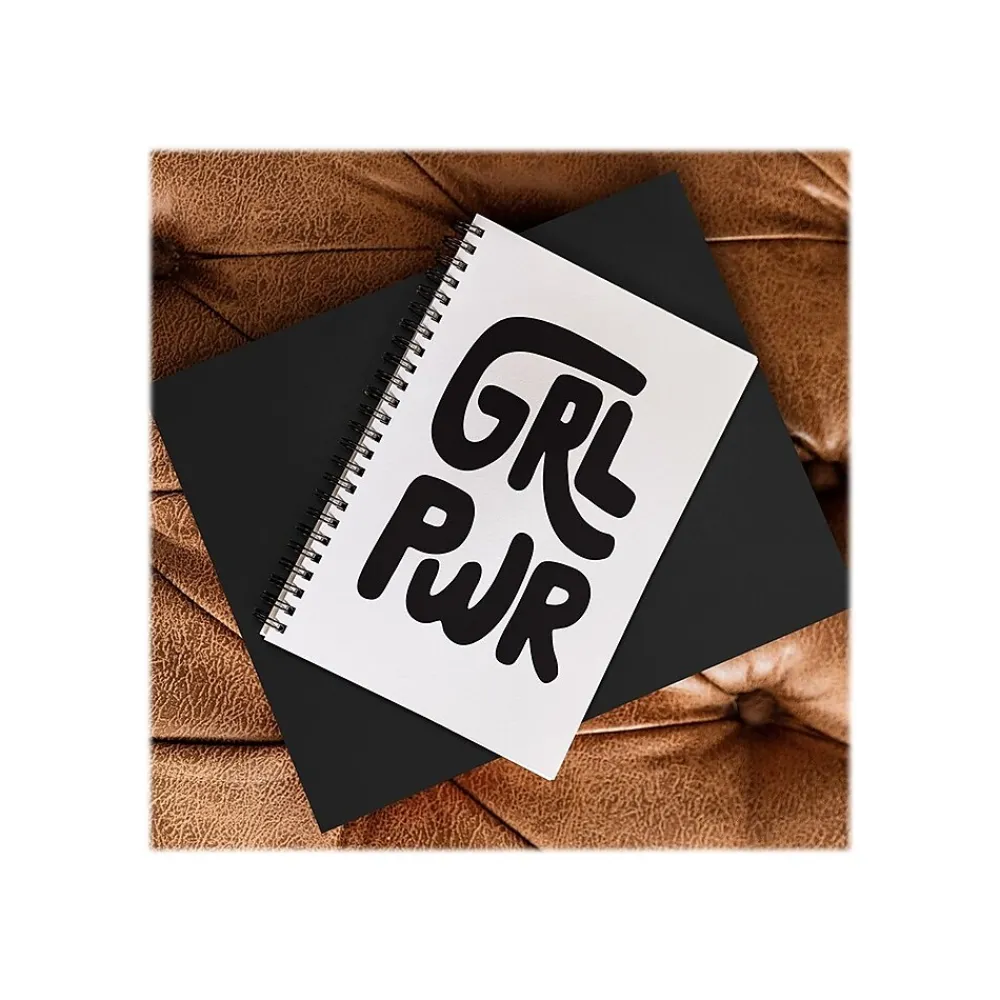 Notebooks|DENY Designs Grl Pwr Black and White by Phirst Professional Notebooks, 5.5" x 8.25", Dotted, 40 Sheets, White (71265-NOBS01)
