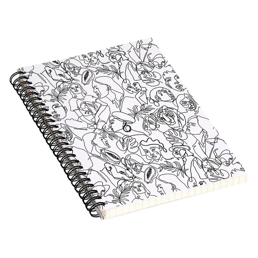 Notebooks|DENY Designs Linear Feminine Essence by Marta Barragan Camarasa Notebook, 5.5" x 8.25", Dotted, 40 Sheets, White/Black