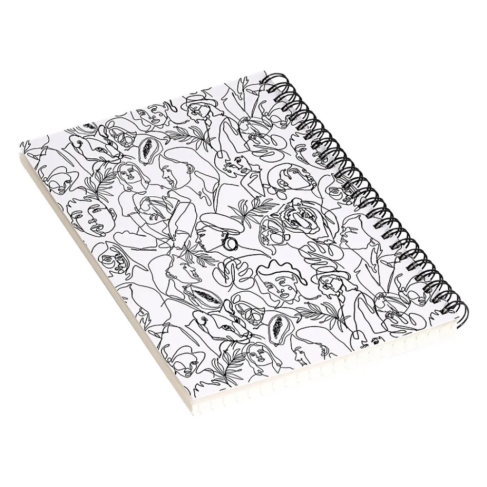 Notebooks|DENY Designs Linear Feminine Essence by Marta Barragan Camarasa Notebook, 5.5" x 8.25", Dotted, 40 Sheets, White/Black
