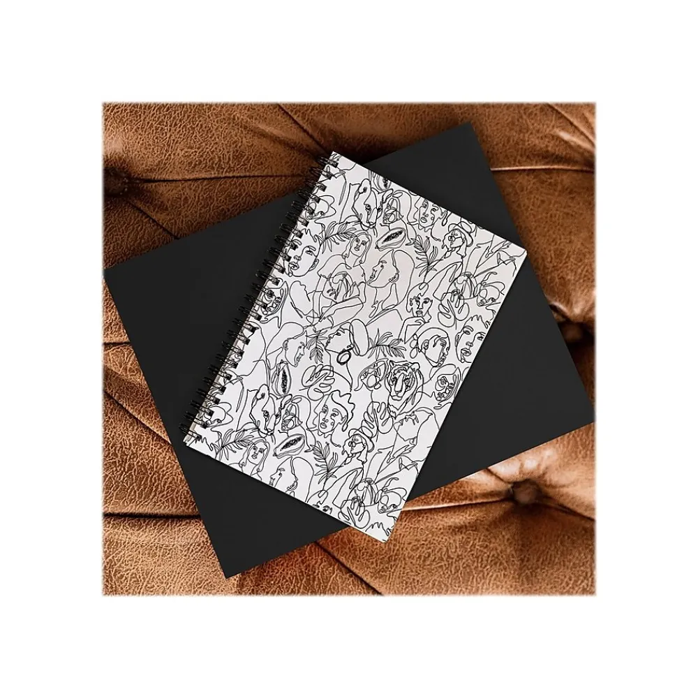Notebooks|DENY Designs Linear Feminine Essence by Marta Barragan Camarasa Notebook, 5.5" x 8.25", Dotted, 40 Sheets, White/Black