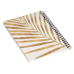 Notebooks|DENY Designs Metallic Gold Palm Leaf by Modern Tropical Notebook, 5.5" x 8.25", Dotted, 40 Sheets, White/Gold