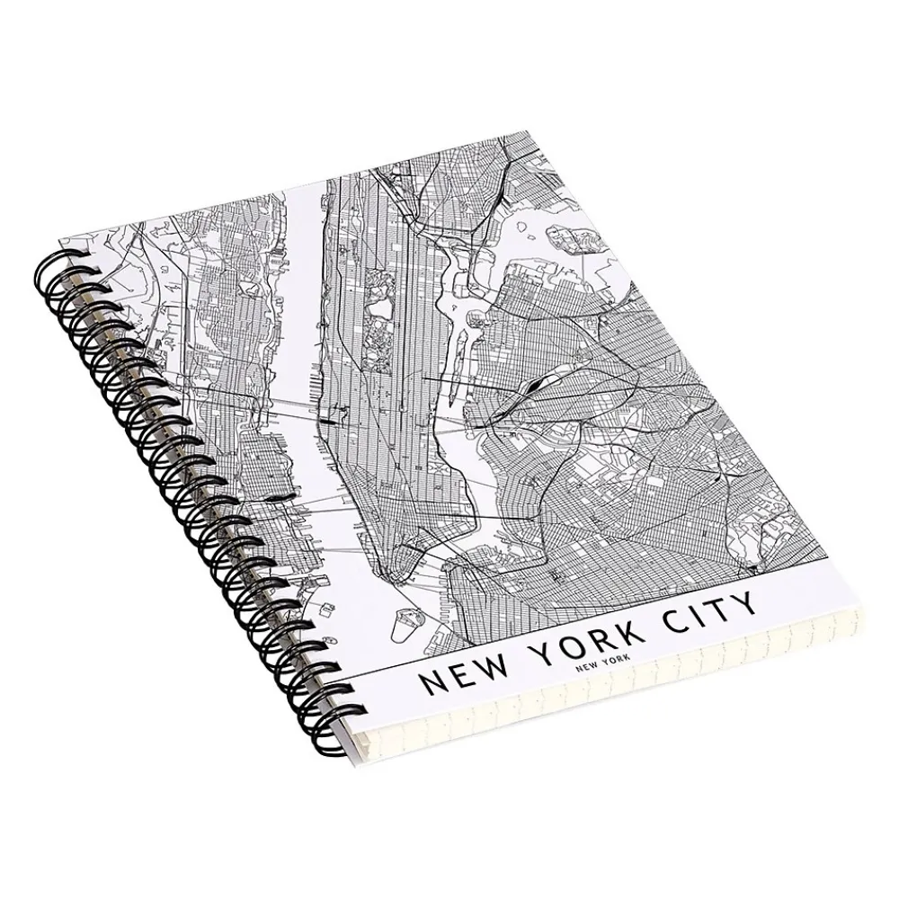 Notebooks|DENY Designs New York City White Map by Multiplicity Notebook, 5.5" x 8.25", Dotted, 40 Sheets, Cream (69105-nobs01)