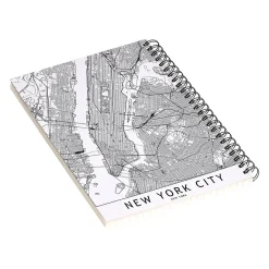 Notebooks|DENY Designs New York City White Map by Multiplicity Notebook, 5.5" x 8.25", Dotted, 40 Sheets, Cream (69105-nobs01)