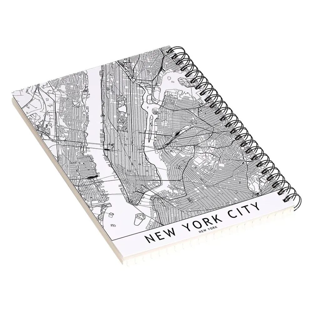 Notebooks|DENY Designs New York City White Map by Multiplicity Notebook, 5.5" x 8.25", Dotted, 40 Sheets, Cream (69105-nobs01)