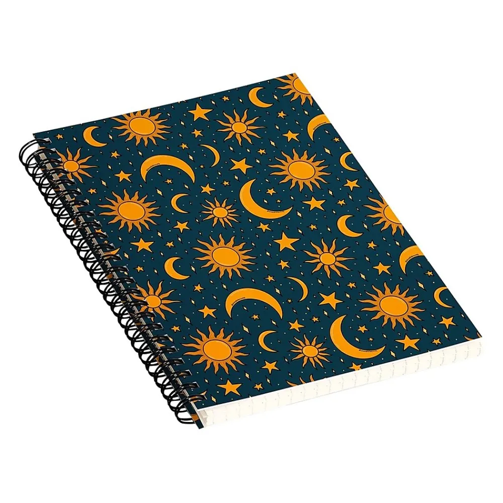 Notebooks|DENY Designs Vintage Sun and Star in Navy by Doodle by Meg Notebook, 5.5" x 8.25", Dotted, 40 Sheets (74738-nobs01)