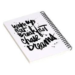 Notebooks|DENY Designs Wake Up by Kal Barteski Professional Notebooks, 5.5" x 8.25", Dotted, 40 Sheets, White (58761-NOBS01)