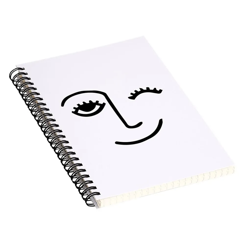 Notebooks|DENY Designs Wink Face by Mambo Art Studio Professional Notebooks, 5.5" x 8.25", Dotted, 40 Sheets, White (68797-NOBS01)