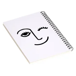 Notebooks|DENY Designs Wink Face by Mambo Art Studio Professional Notebooks, 5.5" x 8.25", Dotted, 40 Sheets, White (68797-NOBS01)