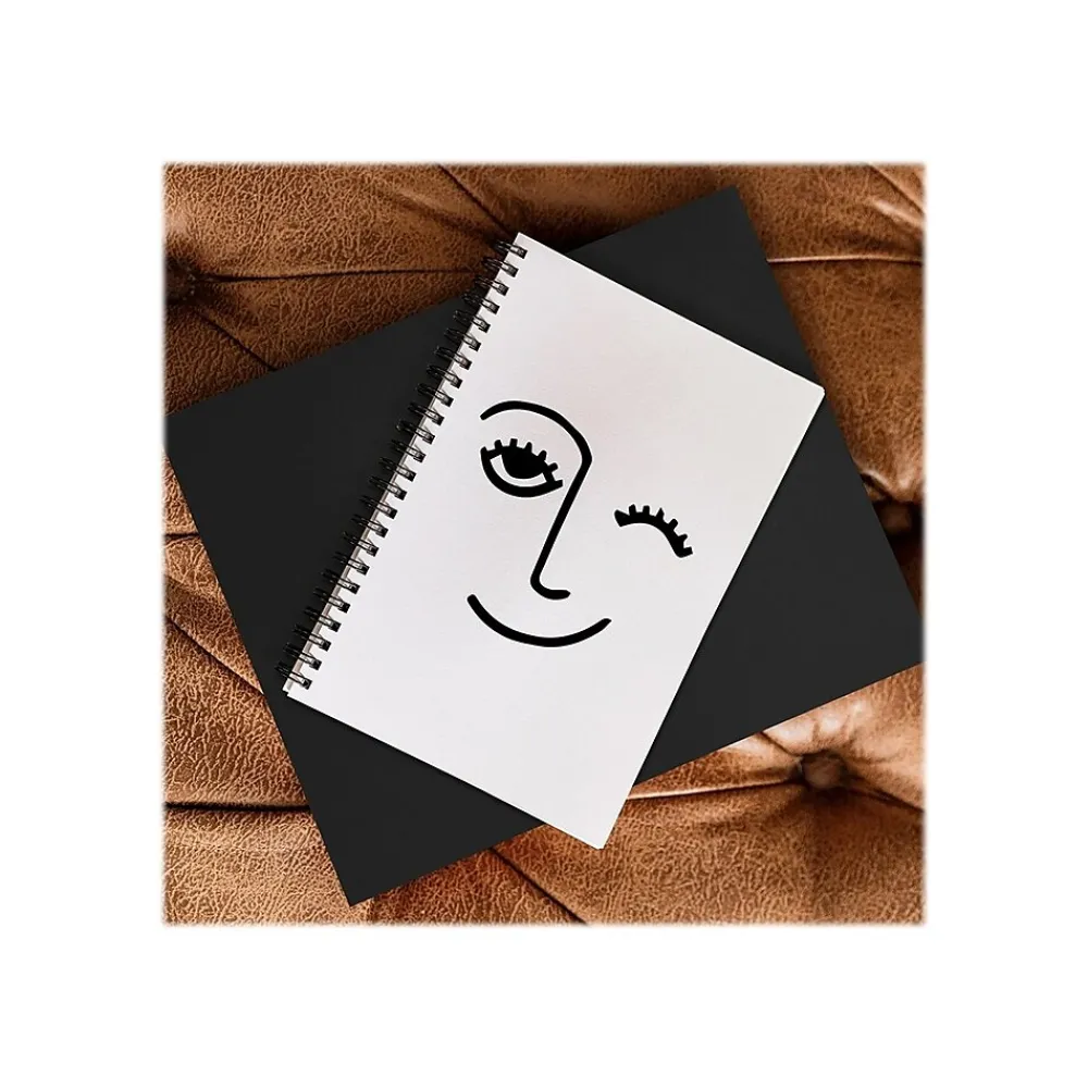 Notebooks|DENY Designs Wink Face by Mambo Art Studio Professional Notebooks, 5.5" x 8.25", Dotted, 40 Sheets, White (68797-NOBS01)
