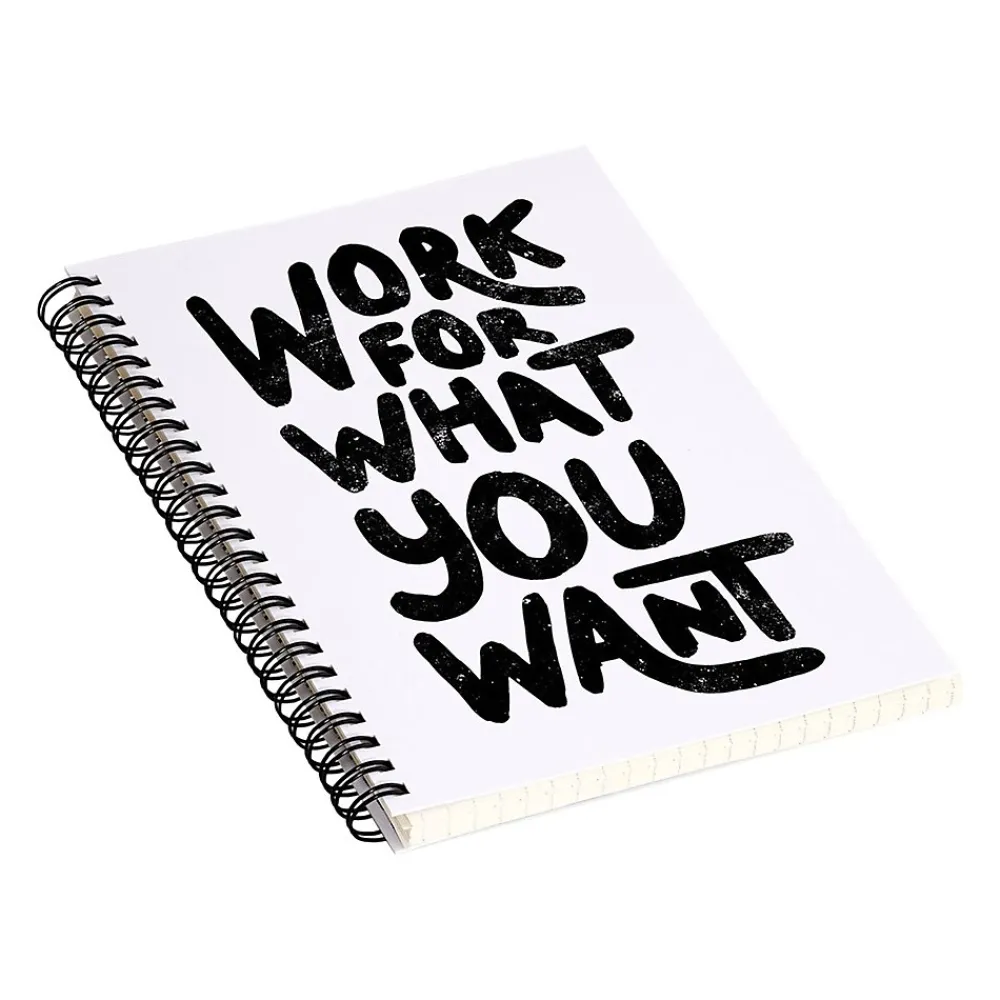 Notebooks|DENY Designs Work for What You Want by Phirts Professional Notebooks, 5.5" x 8.25", Dotted, 40 Sheets, White (69196-NOBS01)