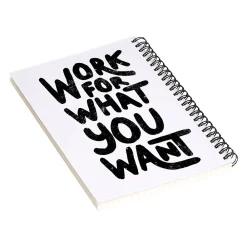 Notebooks|DENY Designs Work for What You Want by Phirts Professional Notebooks, 5.5" x 8.25", Dotted, 40 Sheets, White (69196-NOBS01)