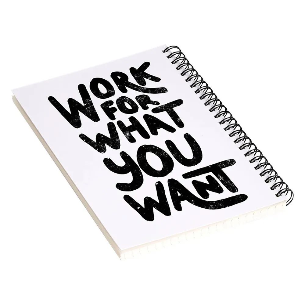 Notebooks|DENY Designs Work for What You Want by Phirts Professional Notebooks, 5.5" x 8.25", Dotted, 40 Sheets, White (69196-NOBS01)