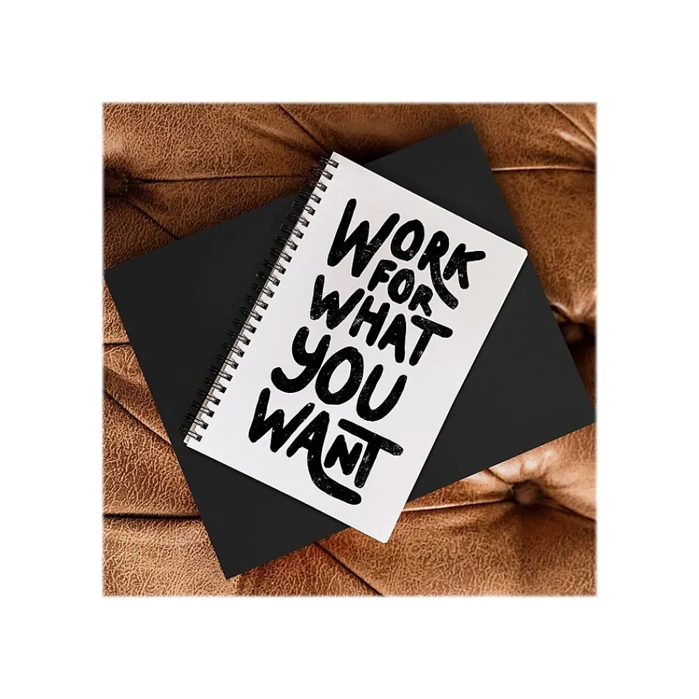 Notebooks|DENY Designs Work for What You Want by Phirts Professional Notebooks, 5.5" x 8.25", Dotted, 40 Sheets, White (69196-NOBS01)