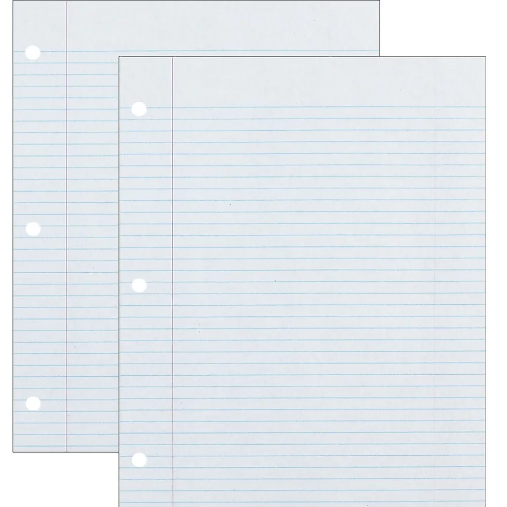Filler Paper|Ecology College Ruled Filler Paper, 8.5" x 11", 3-Hole Punched, 500 Sheets/Pack, 2 Packs/Bundle (PAC2417-2)