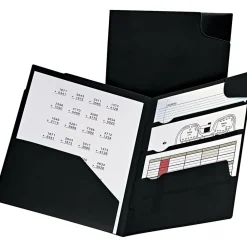 Pocket Folders|Oxford Esselte® Divide It Up™ 4-Pocket Portfolio Folder, Black (99802)