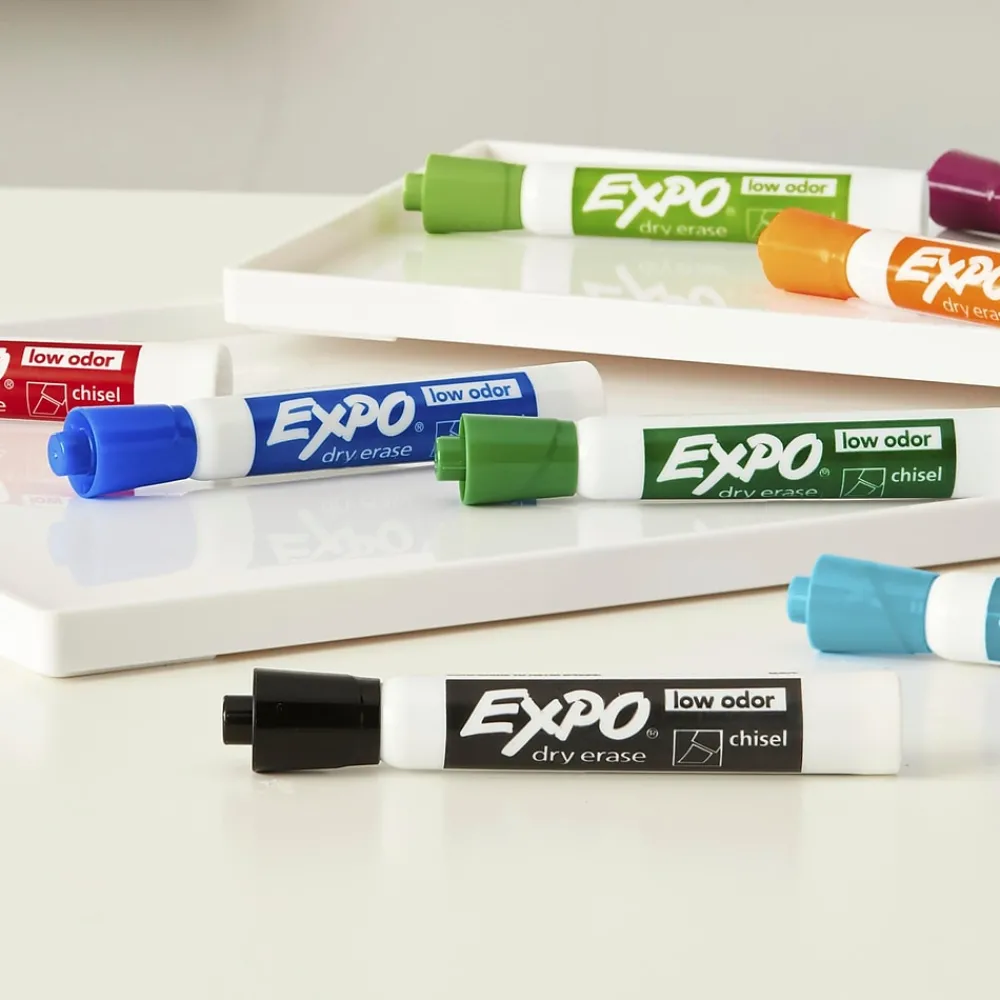 Markers|Expo Dry Erase Marker, Chisel Point, Assorted, 4/Pack (80074)