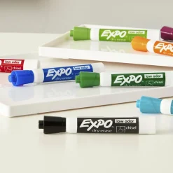 Markers|Expo Dry Erase Markers, Chisel Tip, Assorted, 4/Pack (81029)