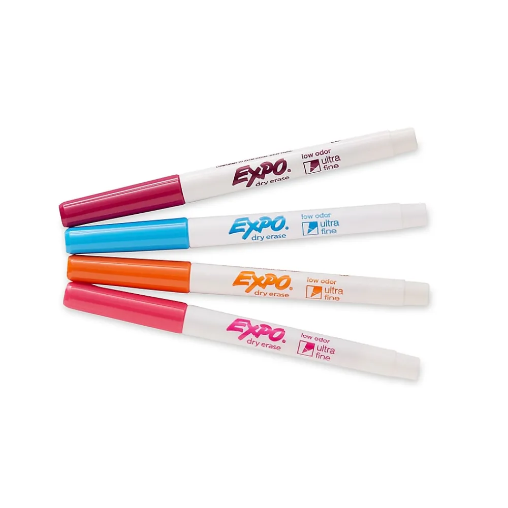 Markers|Expo Dry Erase Markers, Ultra Fine Tip, Assorted, 4/Pack (1884308) Assorted Brights